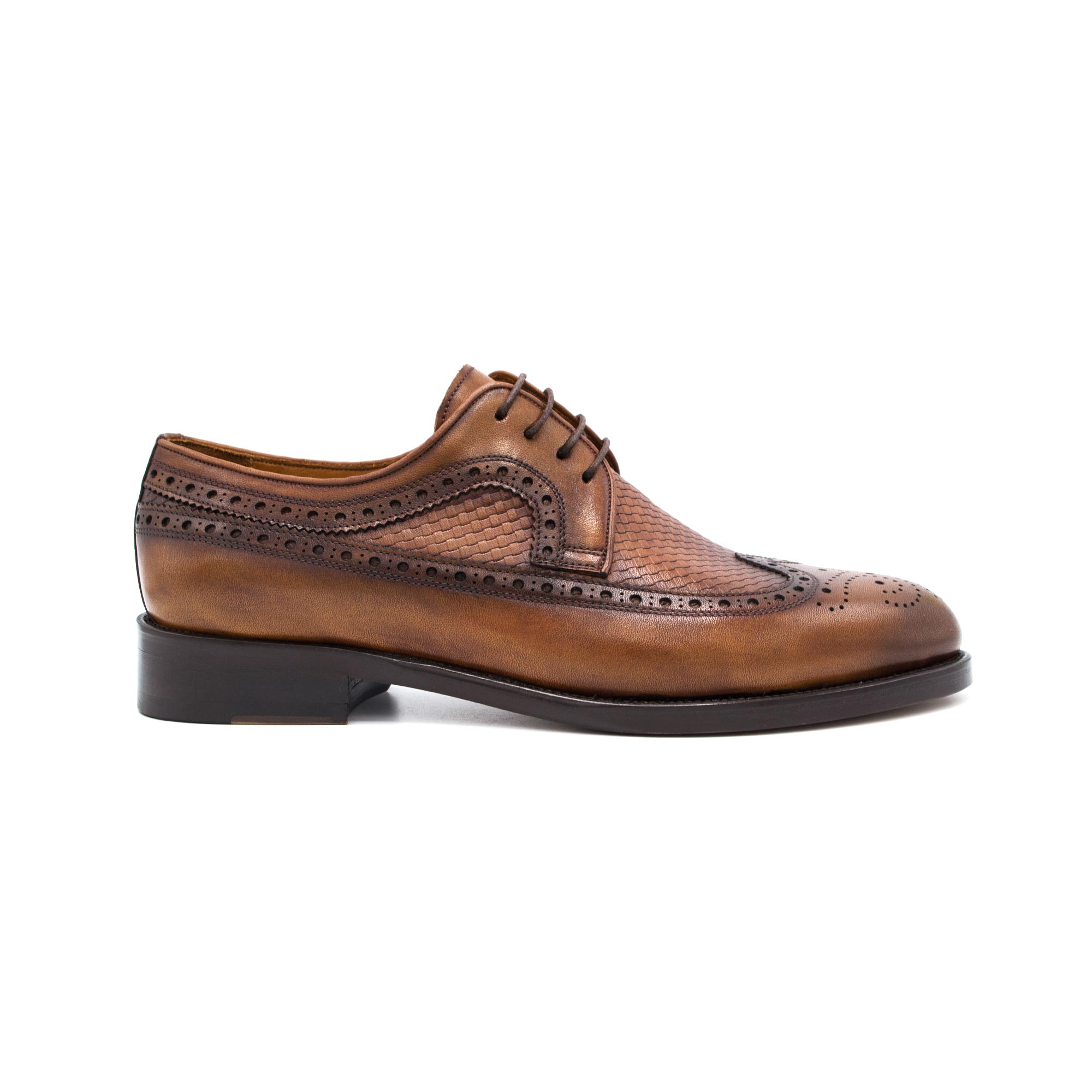 Tobacco Brown Brogue Derby Shoes | Zerbay Collection