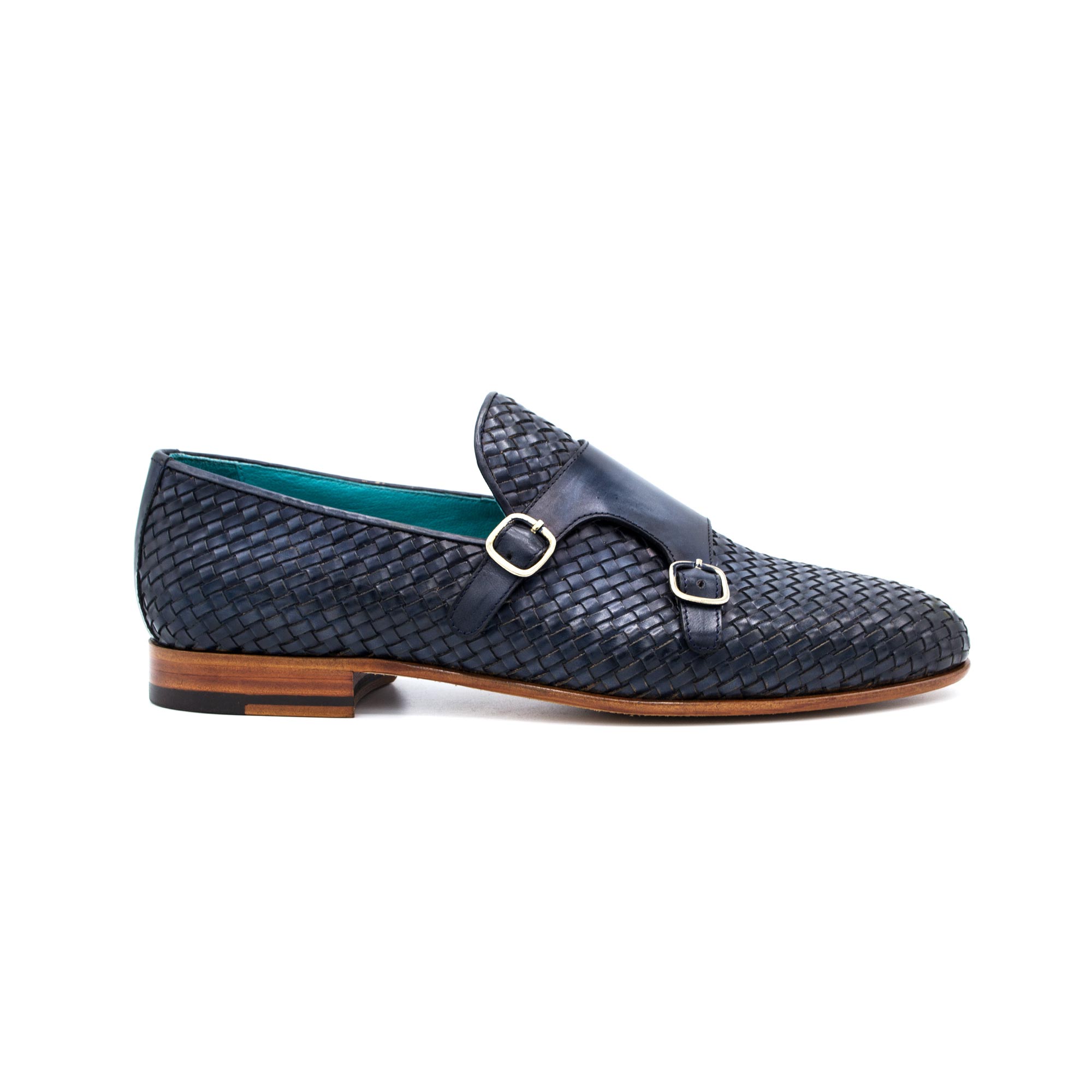 Navy Blue Tressed Monk Strap Shoes | Zerbay Collection