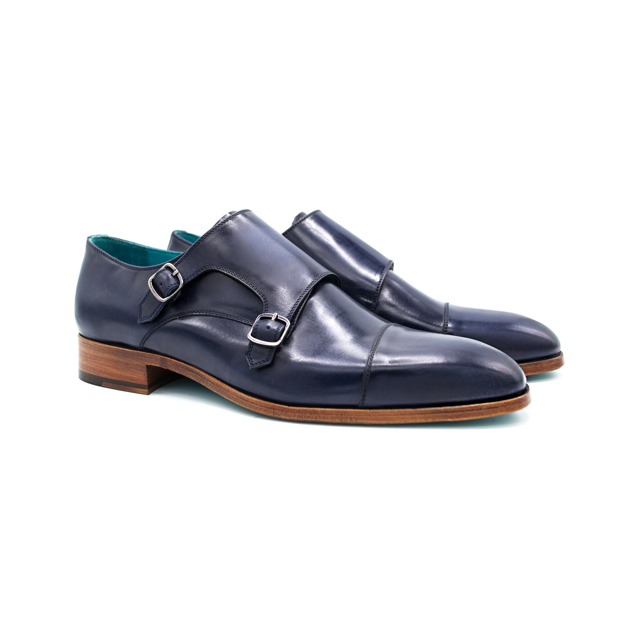 Navy Blue Monk Strap Shoes Zerbay Collection